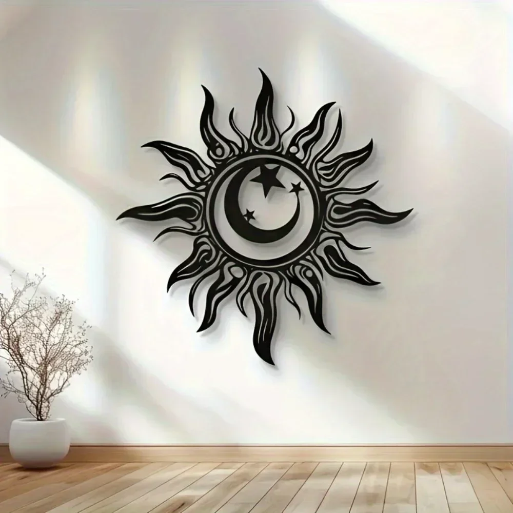 Home Decor Lighting Brands - แบรนด์ โซลาร์ ศิลปะติดผนังเหล็ก ลายพระอาทิตย์ พระจันทร์ ดวงดาว