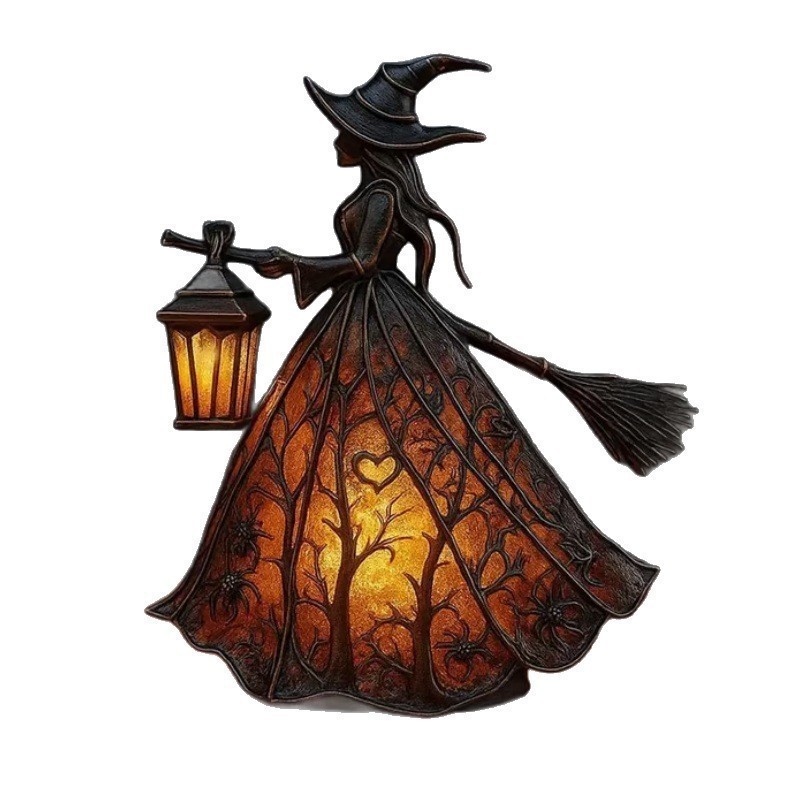 Lighting Decorative - โคมไฟตั้งโต๊ะเรซินรูปแม่มดพร้อมไฟเรืองแสงแบบ USB สำหรับตกแต่งฮาโลวีน งานปาร์ตี้กอธ โต๊ะ ชั้นวางของ