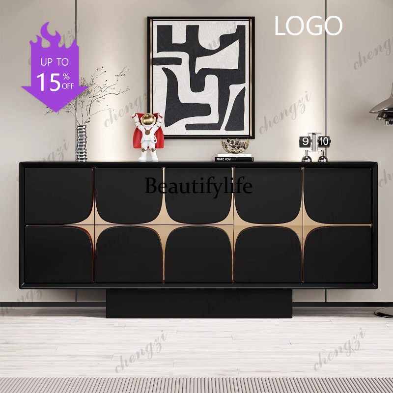 Lighting Decorative - D1089 ตู้เก็บของสไตล์อิตาเลียนหรูหราแบบเรียบง่ายทันสมัย ตกแต่งด้วยไม้เนื้อแข็ง ใช้เป็นตู้เก็บของข้างโต๊ะอาหารหรือตู้ข้างเตียงในห้องนอน