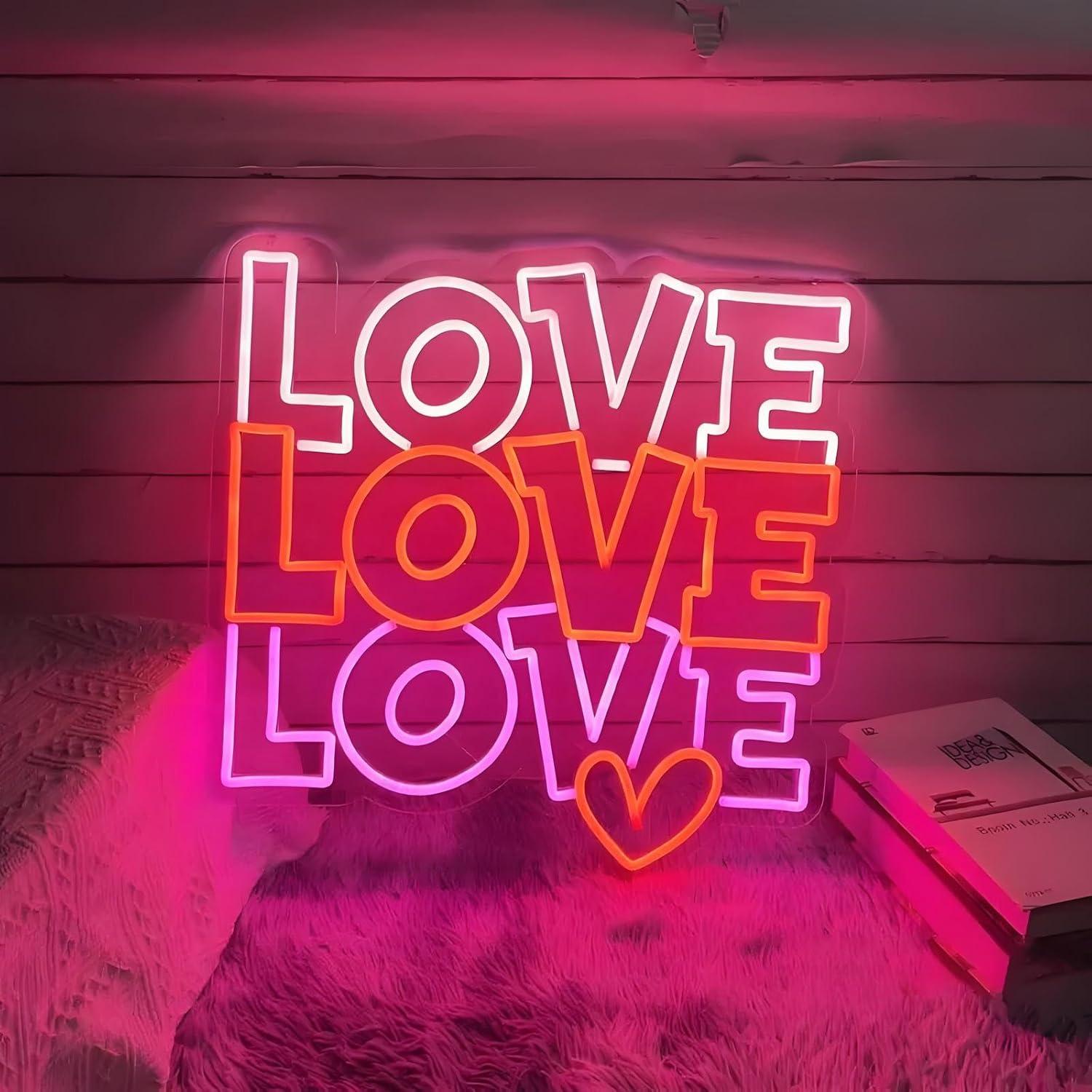 Wall Decor Lighting - ป้ายไฟนีออนรูปหัวใจ ไฟ LED ปรับความสว่างได้ ใช้พอร์ต USB