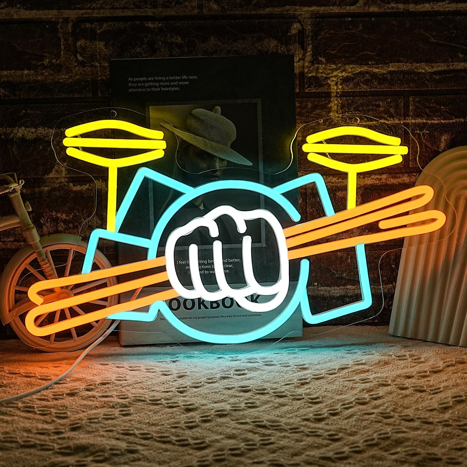 ป้ายไฟนีออนรูปชุดกลอง ใช้พลังง - Wall Decor Lighting บทวิจารณ์และราคา