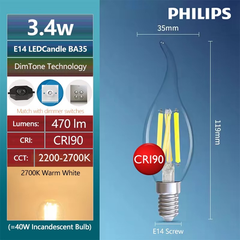 หลอดไฟ LED รูปเทียน รุ่น Maste - Philips Bulb Led Classic บทวิจารณ์และราคา