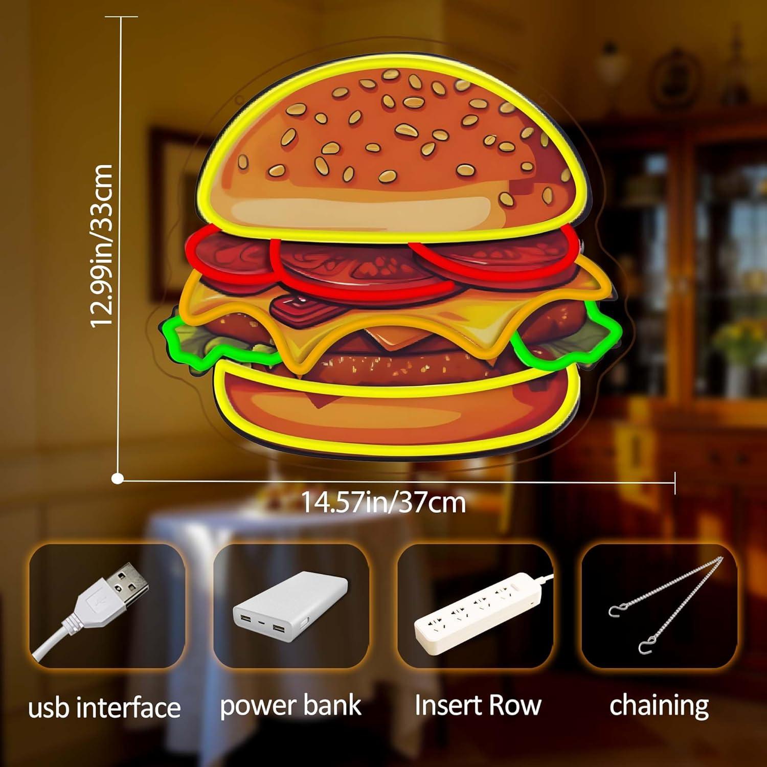 ป้ายไฟนีออนรูปเบอร์เกอร์ ไฟ LE - Wall Decor Lighting บทวิจารณ์และราคา